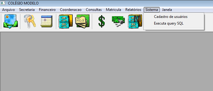 Menu Sistema — Menu principal