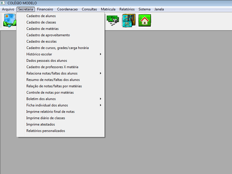 Menu Secretaria — Menu principal