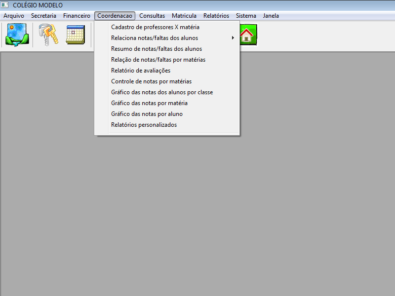 Menu Coordenação — Menu principal
