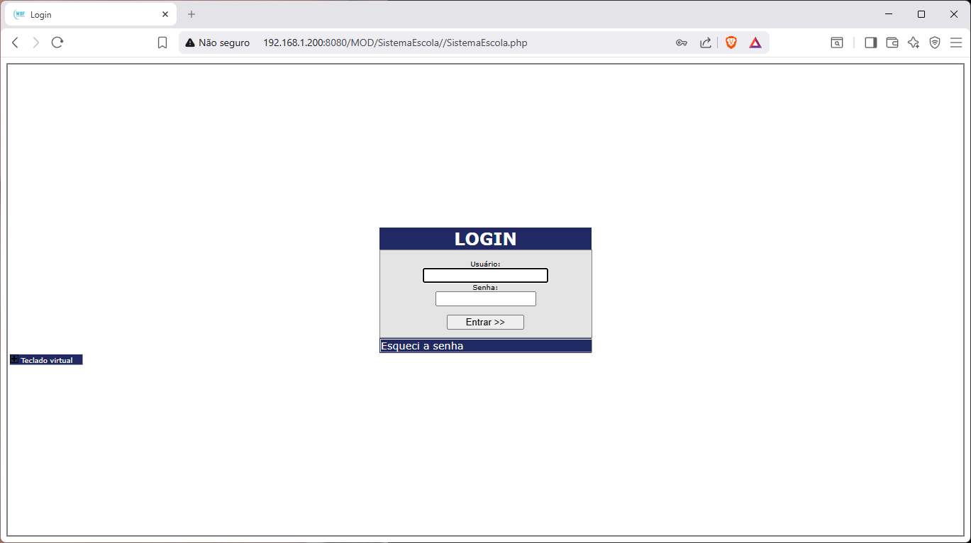 Portal WEB — Tela de login
