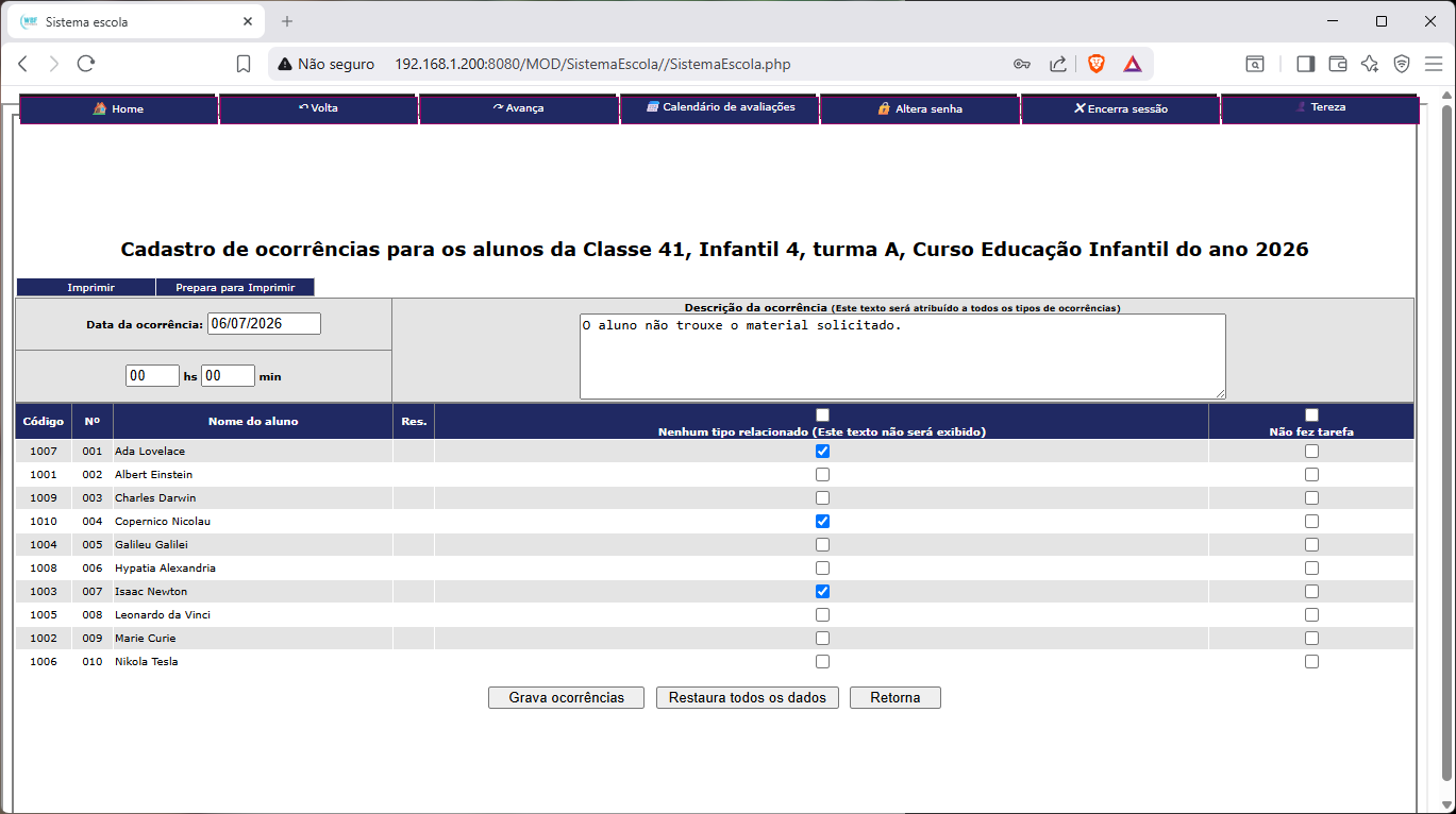 Portal para Professores e Administrativo — Acesso via navegador