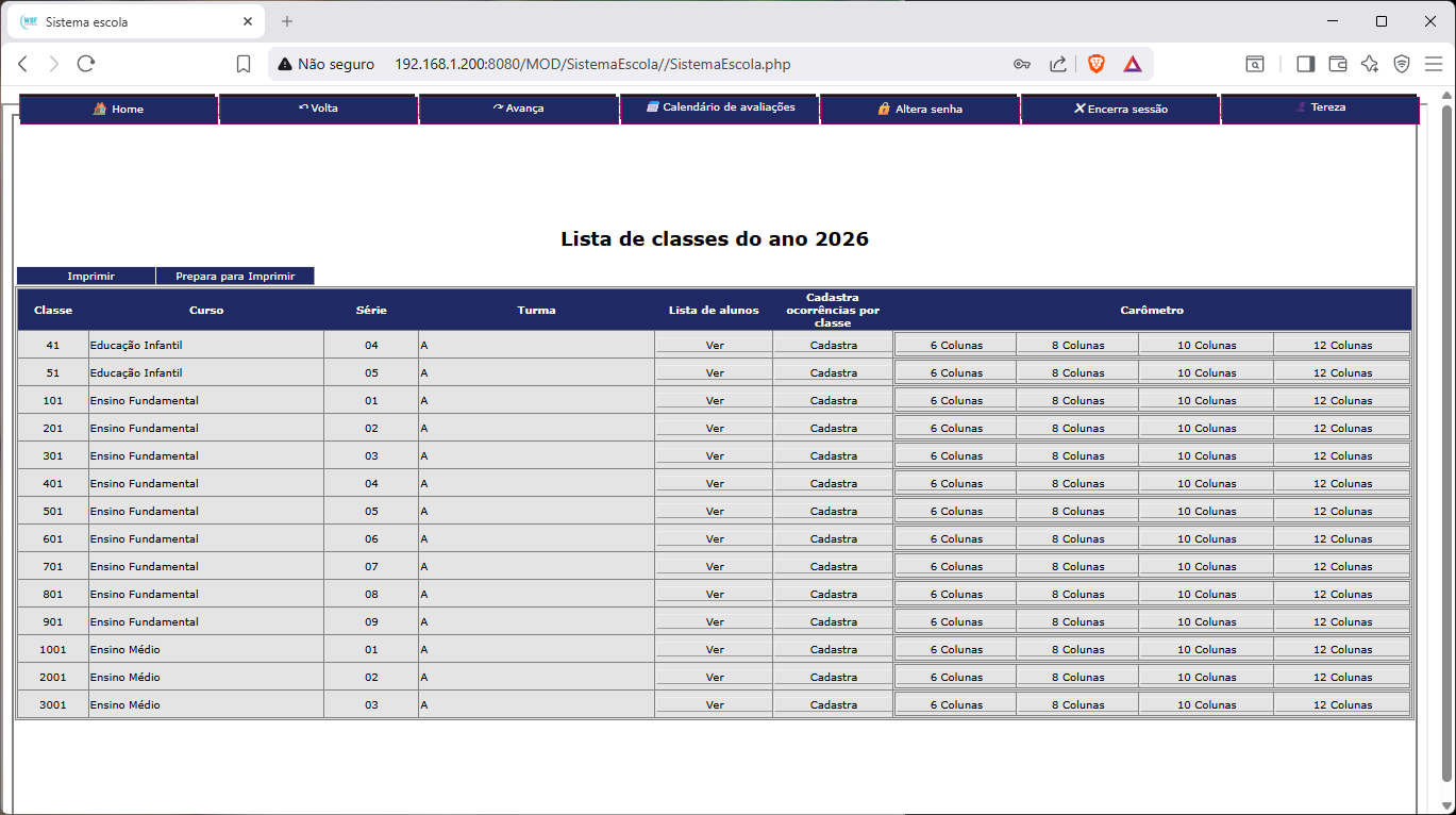 Portal para Professores e Administrativo — Acesso via navegador