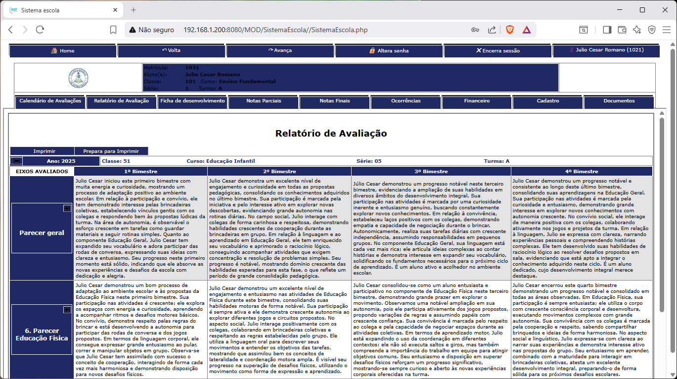 Portal para Pais, Responsáveis e Alunos — Acesso via navegador