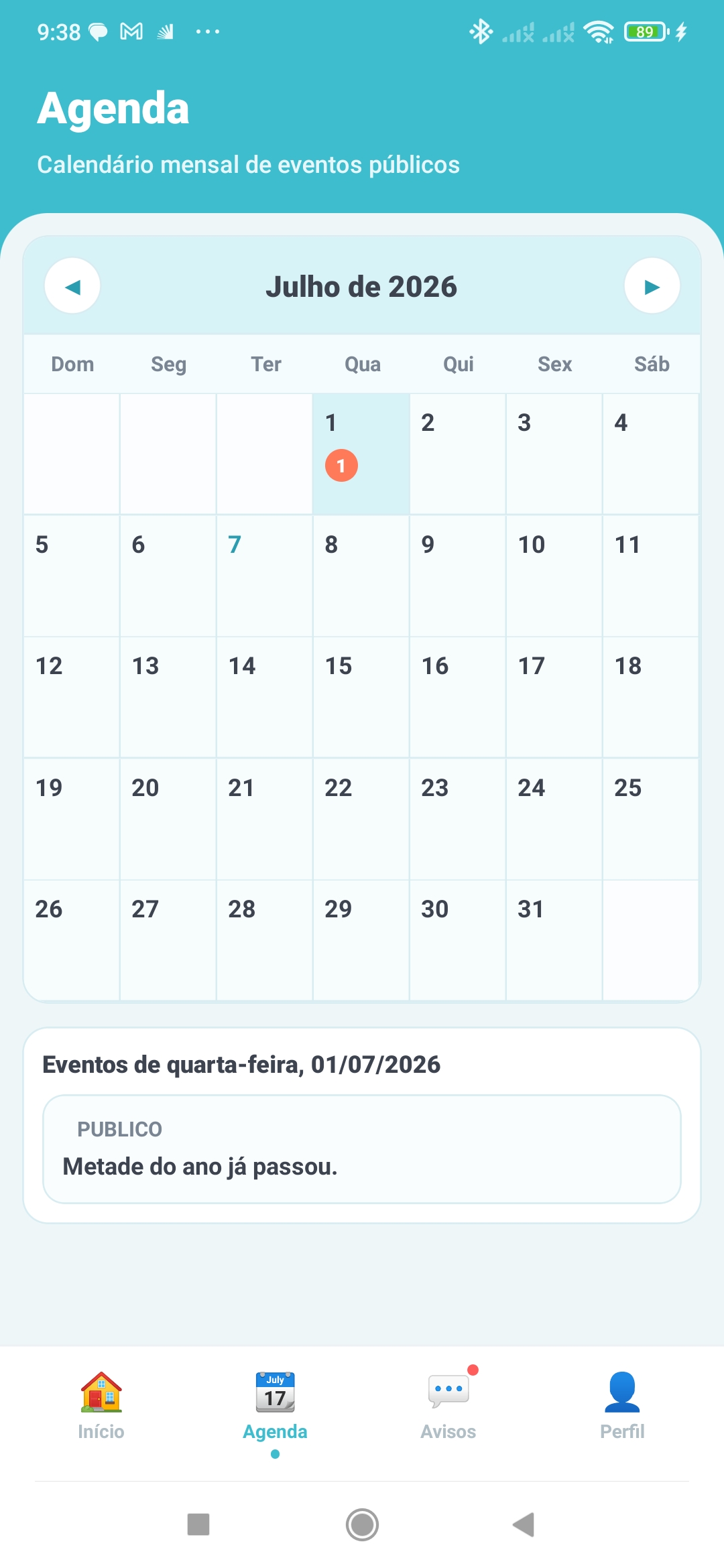Calendário de Eventos — Android