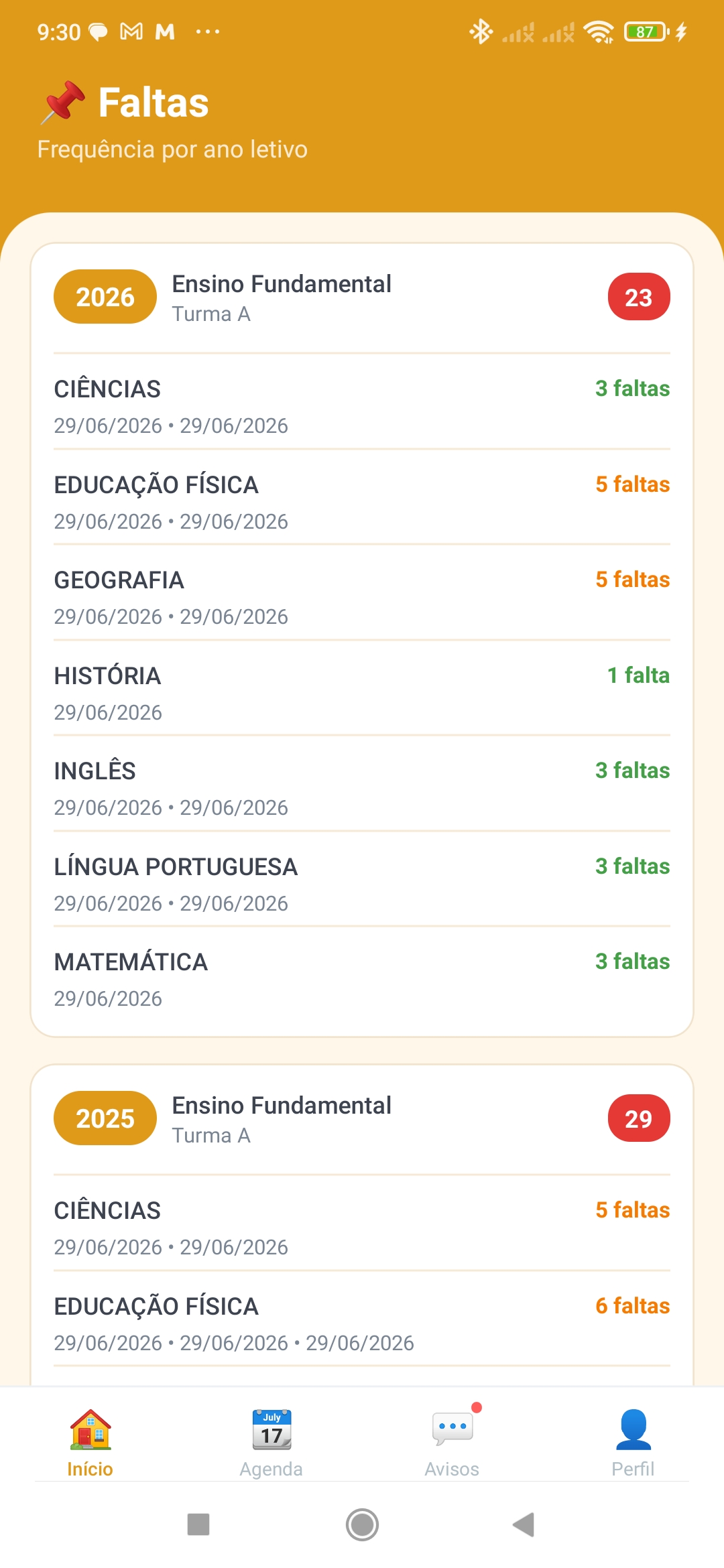 Faltas Registradas — Android