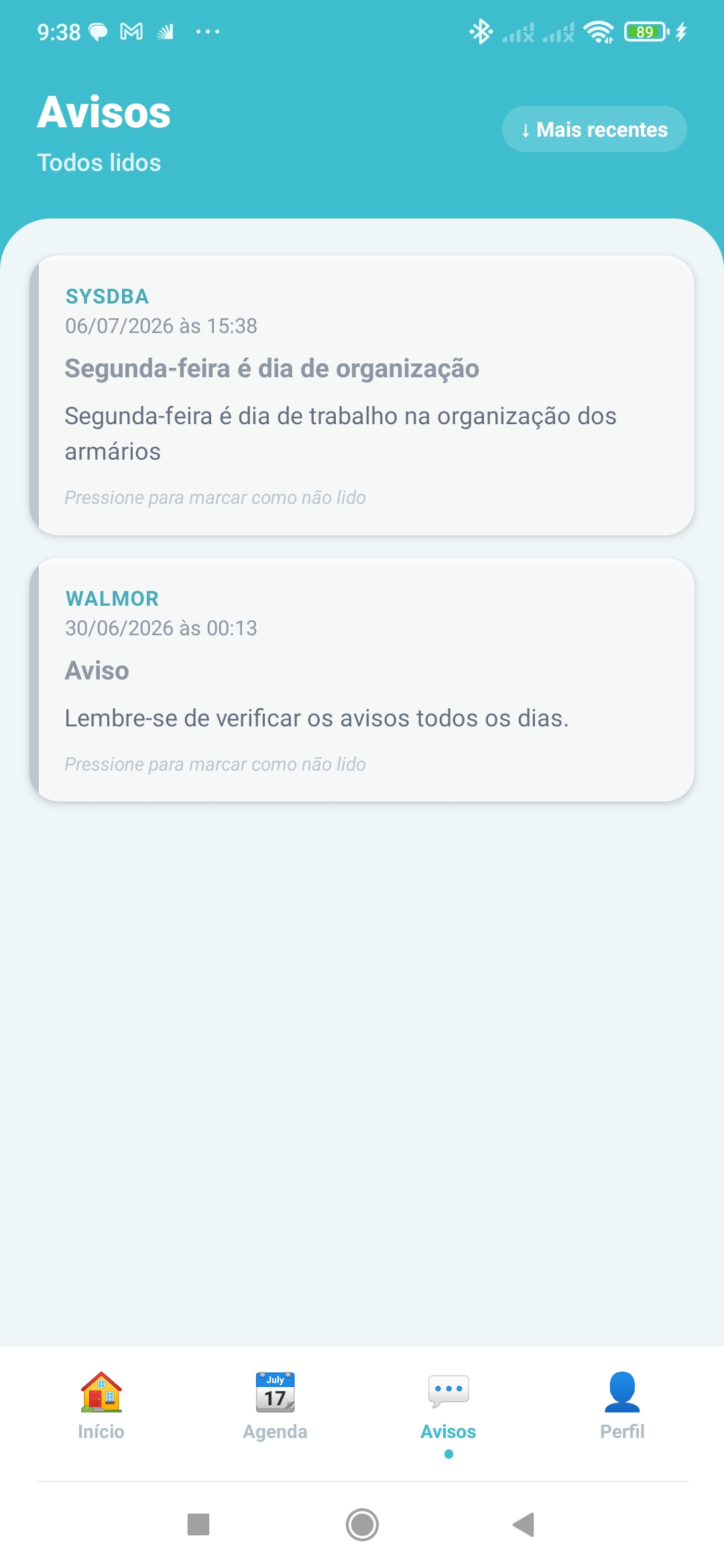 Mural de Avisos — Android