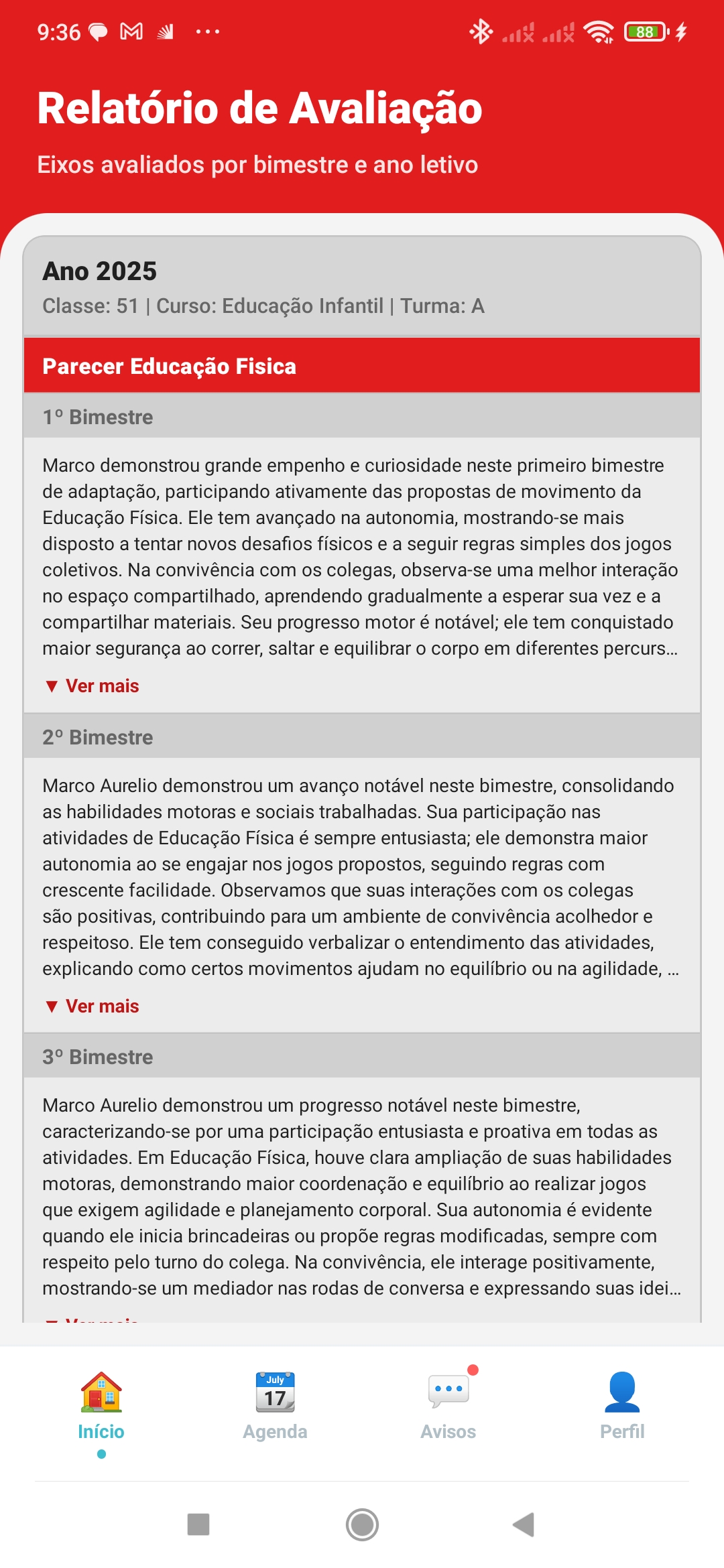 Parecer Descritivo — Android