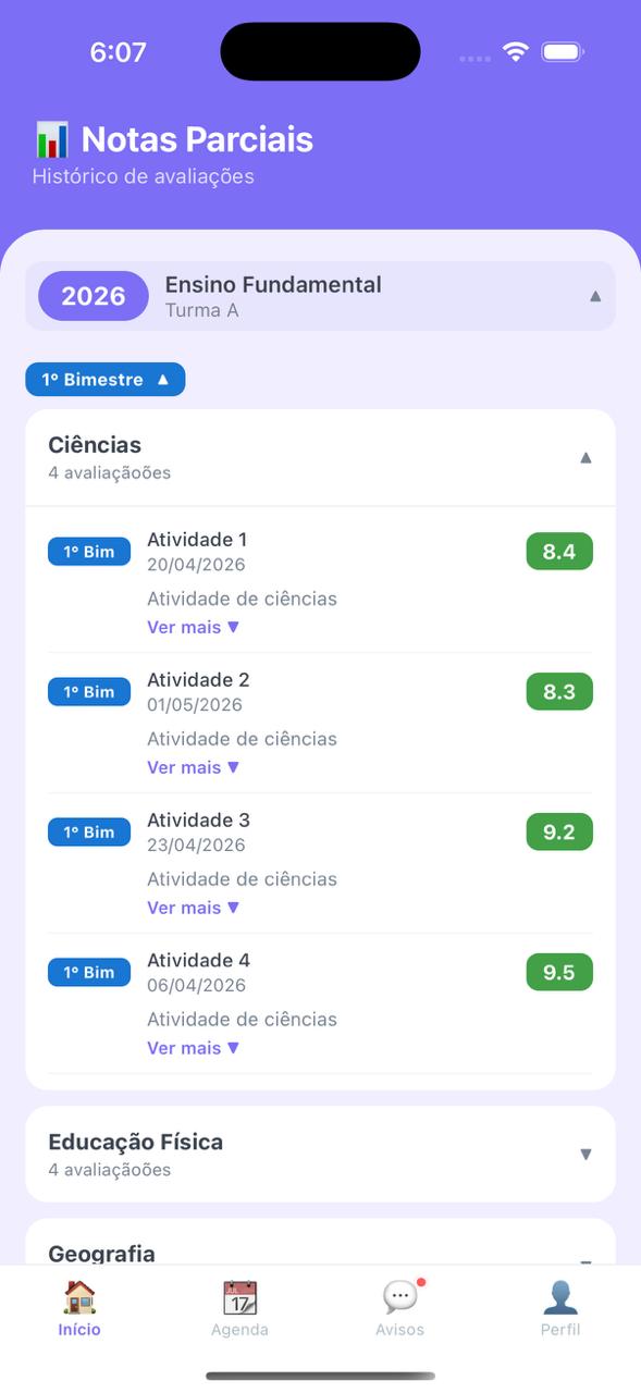 Notas Parciais — detalhe — iOS